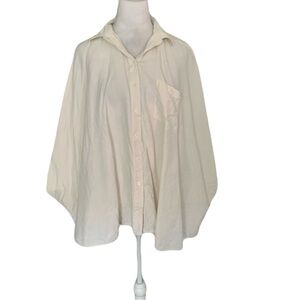 WinterSilks Women’s Large Silk Linen Blend Cream Button Drapey Cape Style Top
